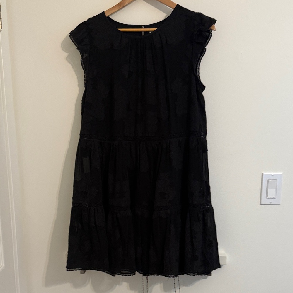 Wilfred Black Lace Ruffled Mini Dress